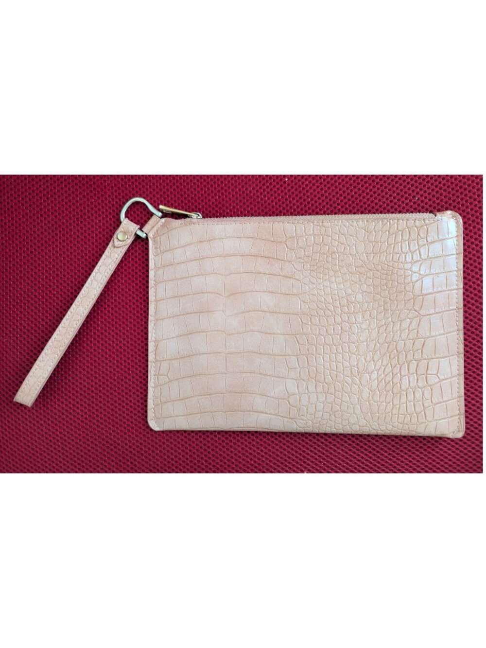 A New Day Faux Alligator Croc Embossed Leather Wristlet Pouch Soft Peach